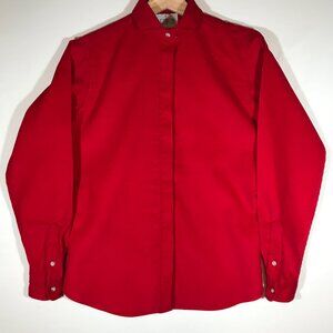 J. Crew Outfitter Women's 6 Red Corduroy Hidden Button Long Sleeve Round Hem Top